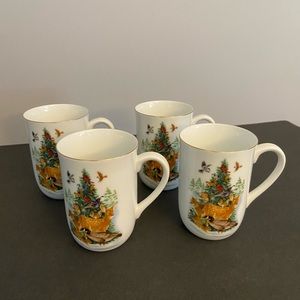 Otagiri porcelain mugs, gold rimmed - set of 4